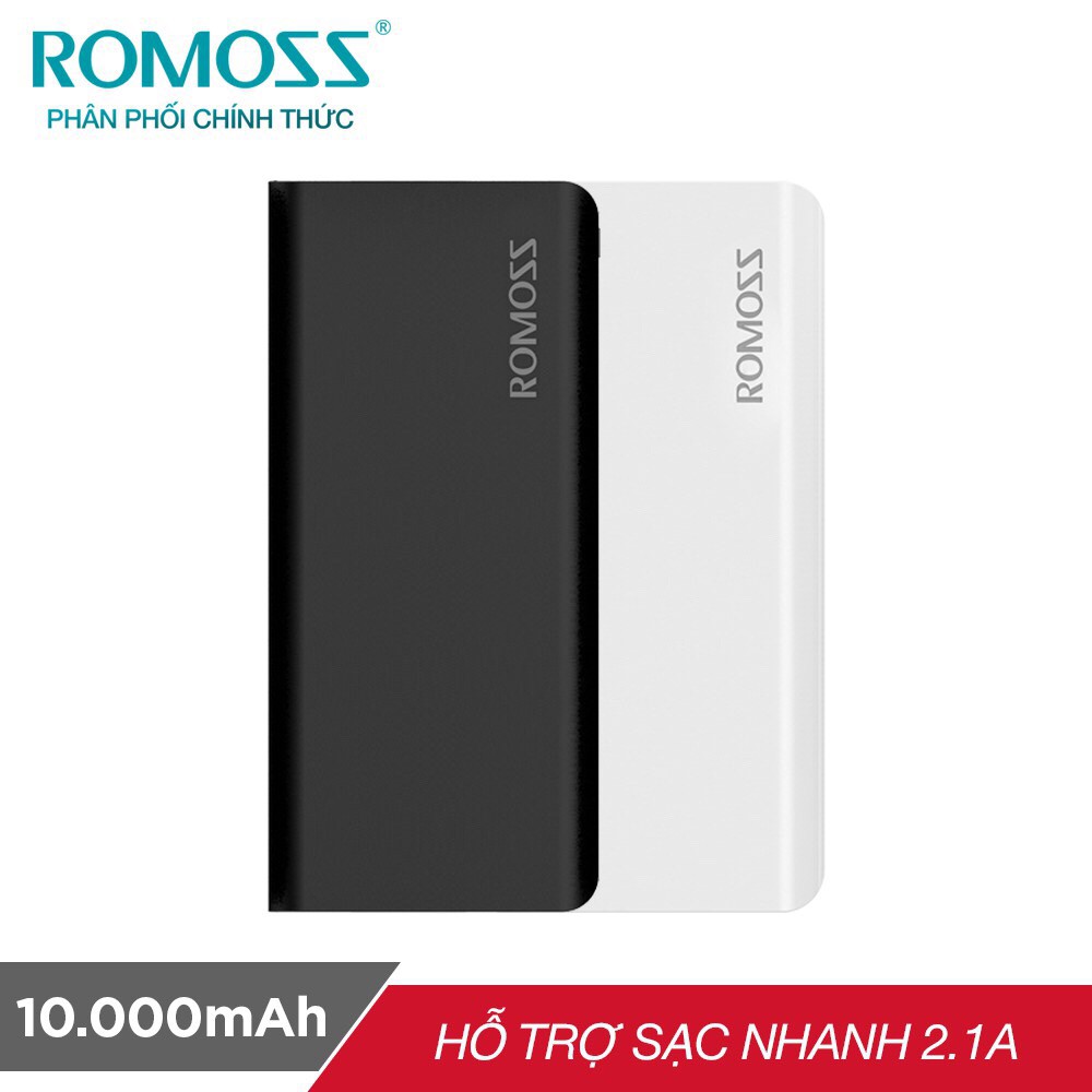 Pin sạc dự phòng Romoss Solit 5 10.000mAh hỗ trợ sạc nhanh 2.1A