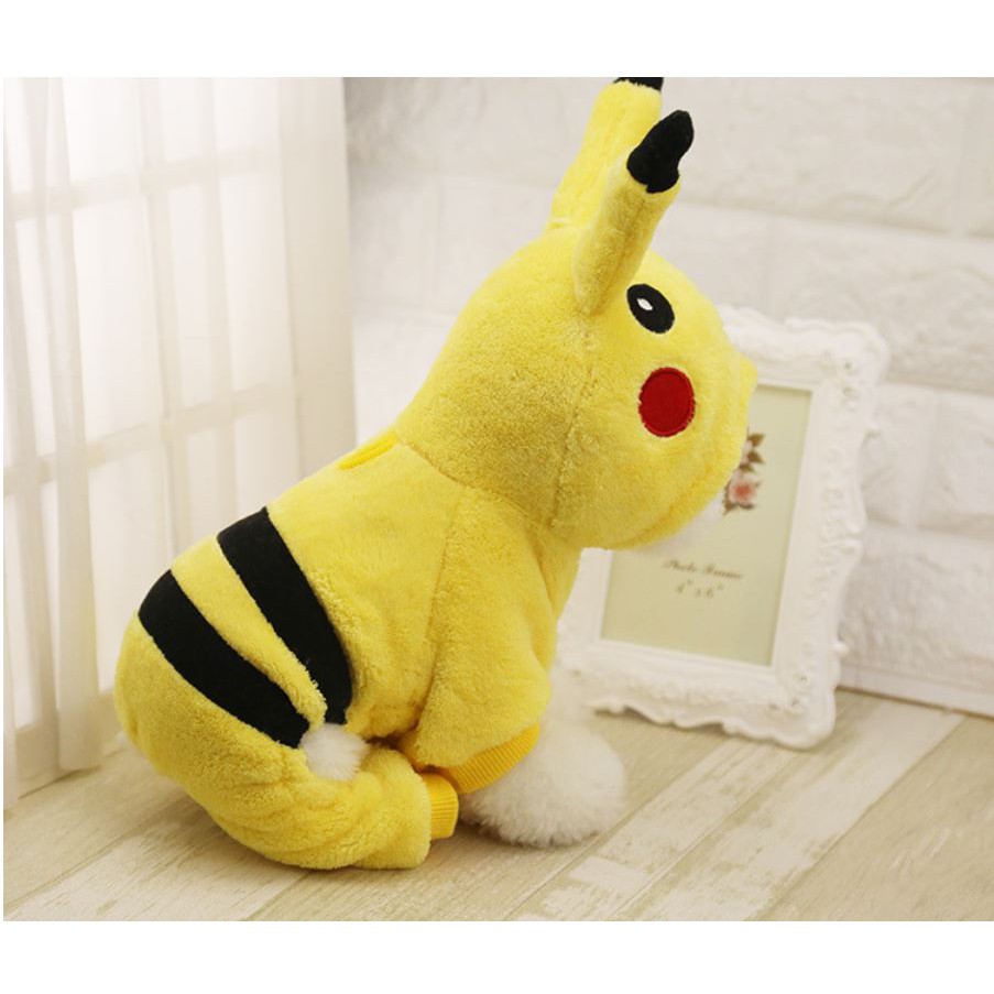 Áo chó mèo thú cưng màu vàng pikachu chất liệu vải bông mịn cực đáng yêu cho pet từ 0,5kg đến 10kg