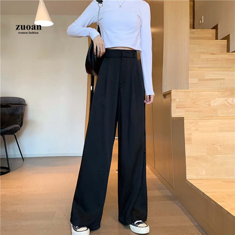 SUXI Quần Dài Cho Nữ Ống Rộng Màu Trơn Thời Trang Thanh Lịch