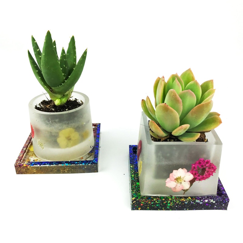 Khuôn Silicone Làm Chậu Cây Sen Đá Hình Tròn DIY