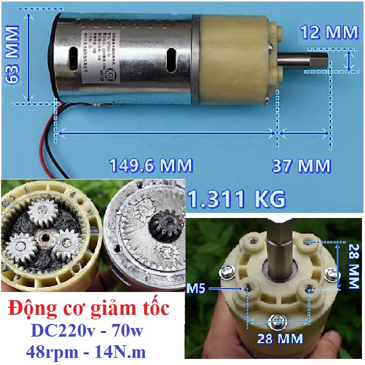 Động cơ giảm tốc có thể phát điện công suất tới 300w
