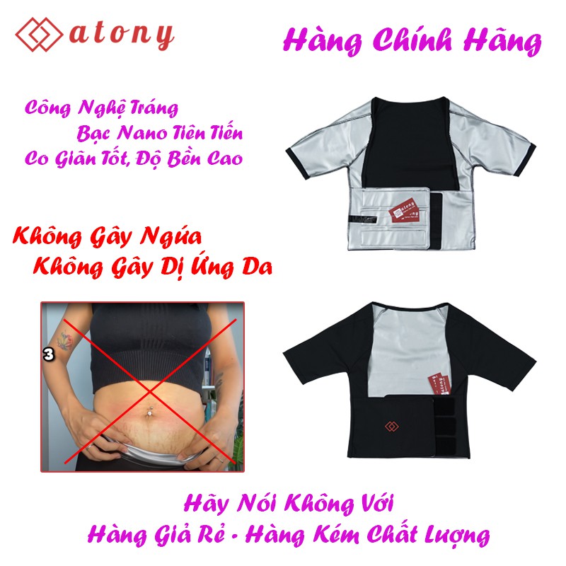 Bộ Đai Quấn Nóng Giảm Mỡ Bụng ATONY, Đai Nịt Bụng Giảm Eo, Tan Mỡ Cao Cấp - Set 2 Áo Đai Lửng + Quần Giảm Mỡ