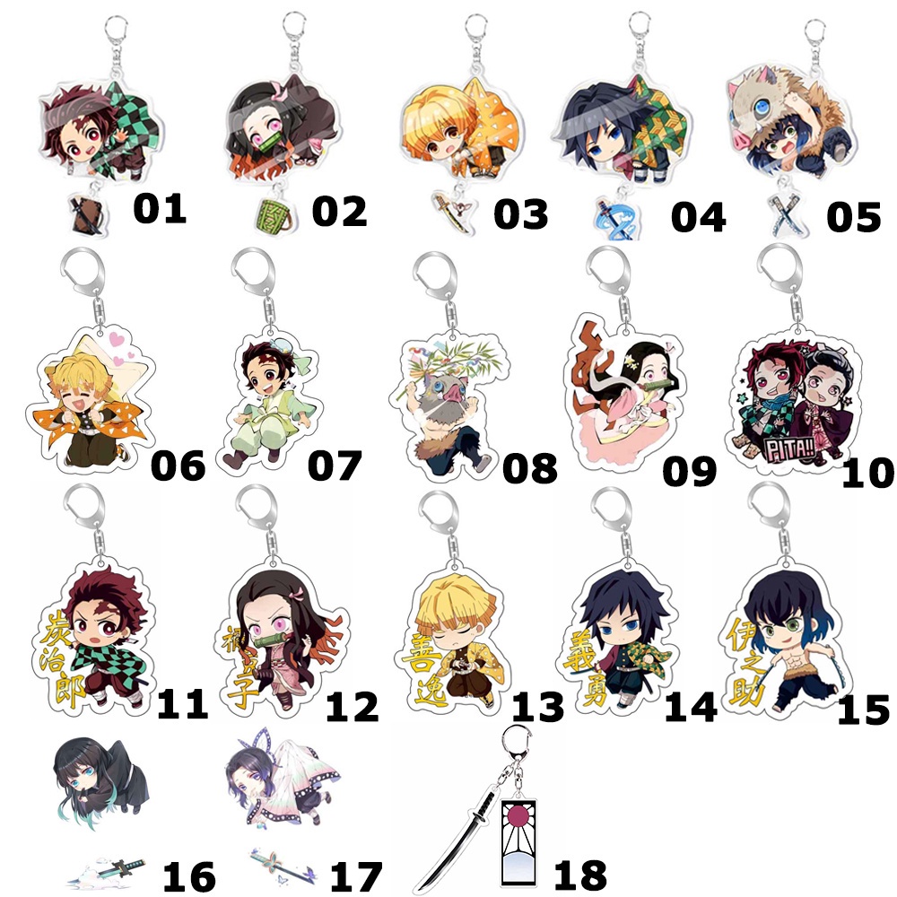 1 Móc Chìa Khóa Hình Nhân Vật Tanjirou Nezuko Kimetsu No Yaiba Trong Suốt