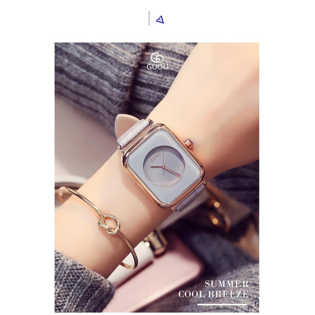 Đồng hồ nữ G u o u 8162 dây da hàng chính hãng cao cấp - phụ kiện thời trang nữ
