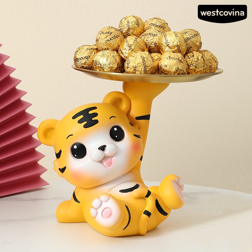 1 bộ tượng điêu khắc để bàn hình chú hổ dễ thương trang trí văn phòng