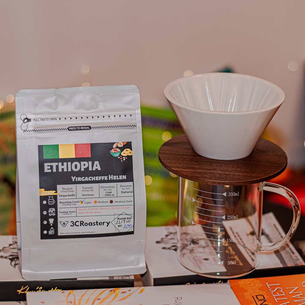 cà phê Arabica Ethiopia HELEN 3C ROASTERY nguyên chất pha espresso pha v60 cafe hạt giống Heirloom hậu ngọt - 200Gram | BigBuy360 - bigbuy360.vn