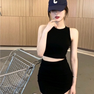 Áo ba lỗ croptop nữ ôm dáng kiểu basic chất thun gân dày dặn - 760