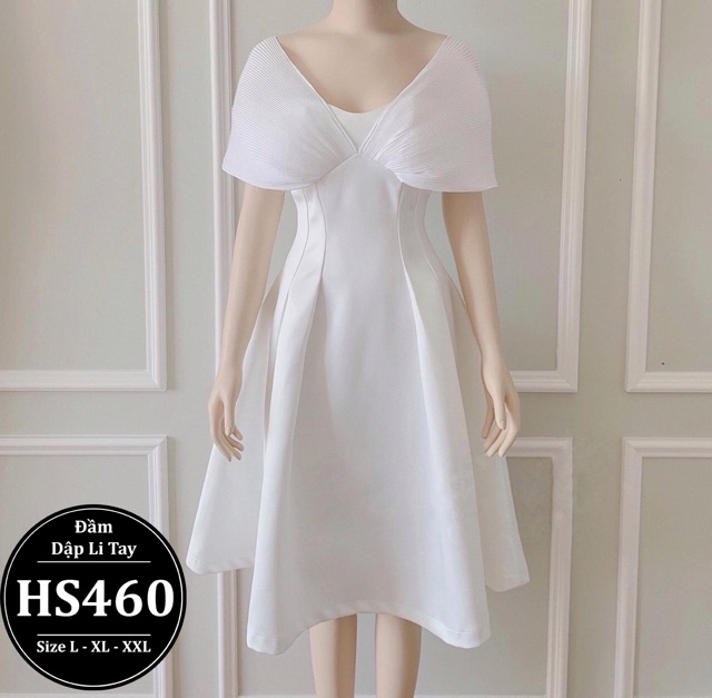 Đầm bigsize nữ dập li thiết kế dáng xòe dự tiệc sang chảnh HS460 - Màu trắng đen - size 55-90kg L XL XXL