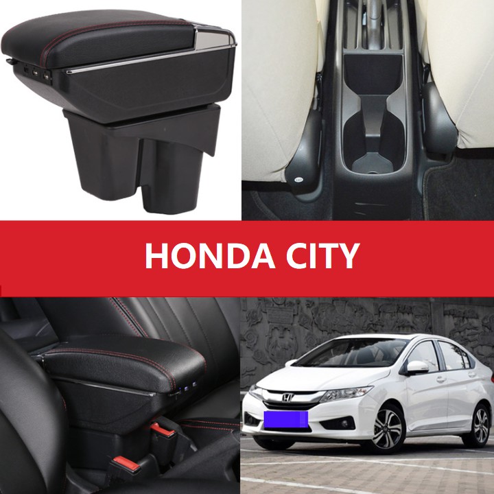 Hộp tỳ tay ô tô Honda City 2015-2019 tích hợp 7 cổng USB DUSB-HDCTY - 2 màu: Đen và Be