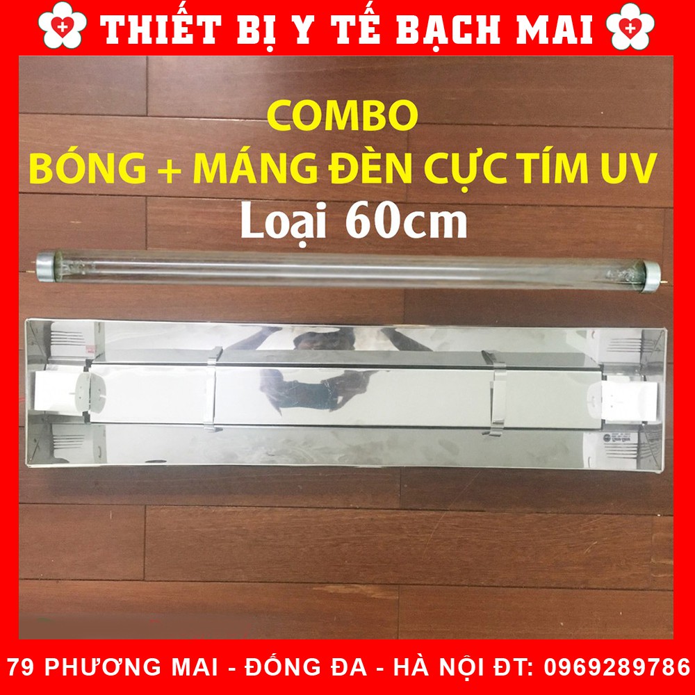 [COMBO Máng + Bóng UV 60cm ] Đèn Cực Tím Diệt Khuẩn Không Khí Inox Việt Nam