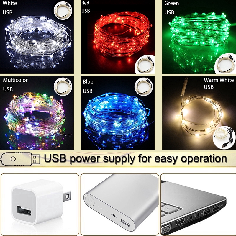 Dây Đèn Led Cổng USB Dài 1/5/10m Trang Trí Giáng Sinh