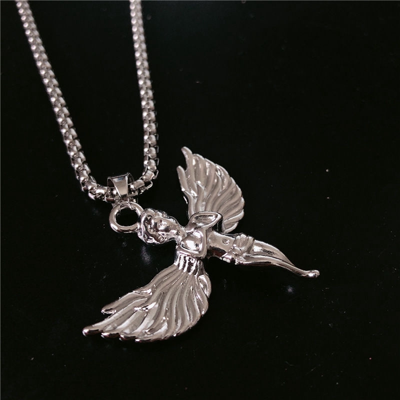 Dây Chuyền Thép Titan Mặt Đôi Cánh Thiên Thần Phong Cách Hip Hop