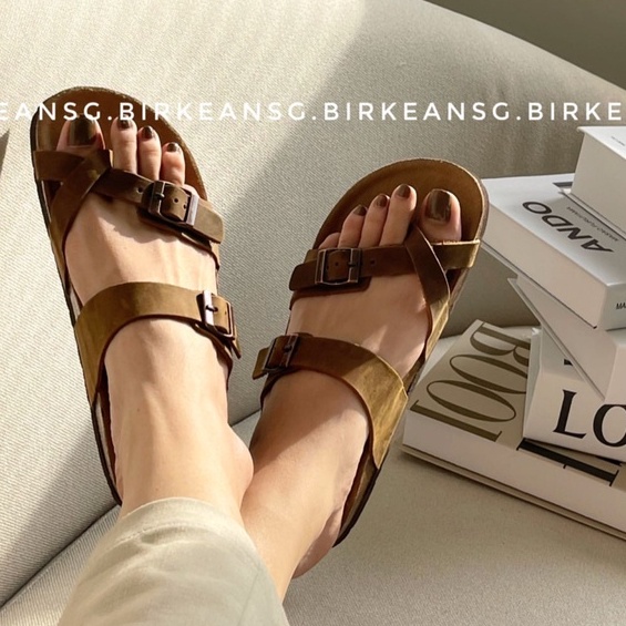 - DÉP XỎ NGÓN DA BÒ THẬT MÀU NÂU UNISEX