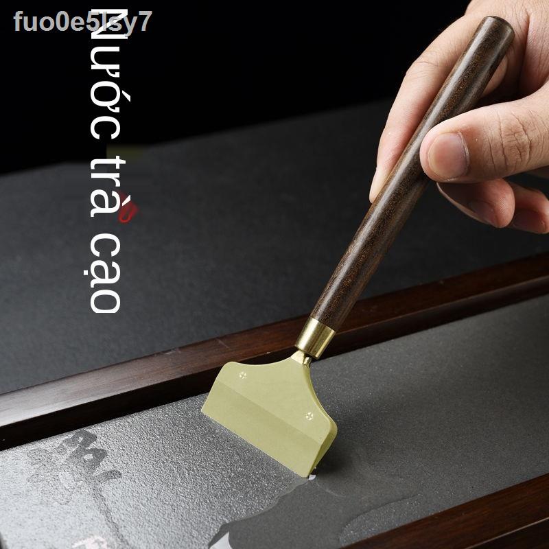 Khay trà gạt nước bằng gỗ mun tay cầm đọng lau chùi cao su phụ kiện bộ chổi quét