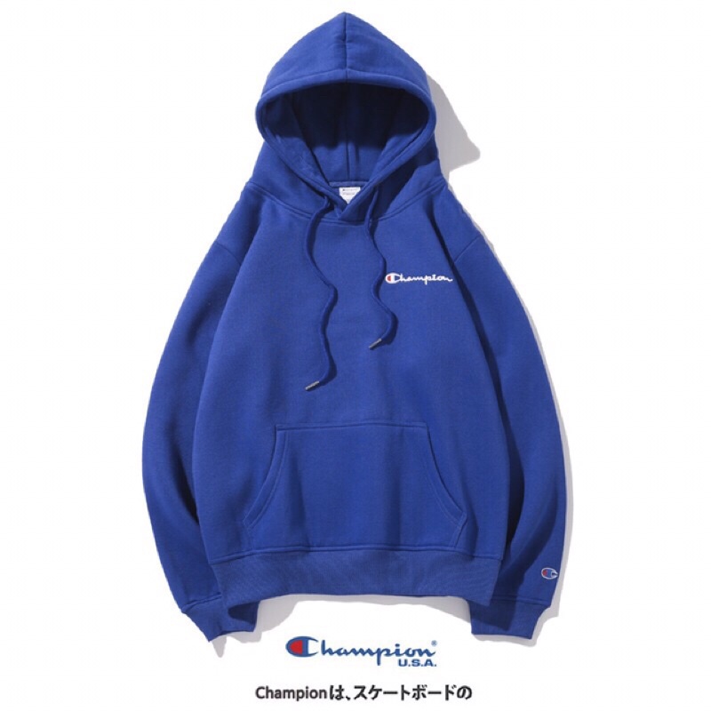 Áo hoddie champion form rộng vải nỉ dáng dài thời trang