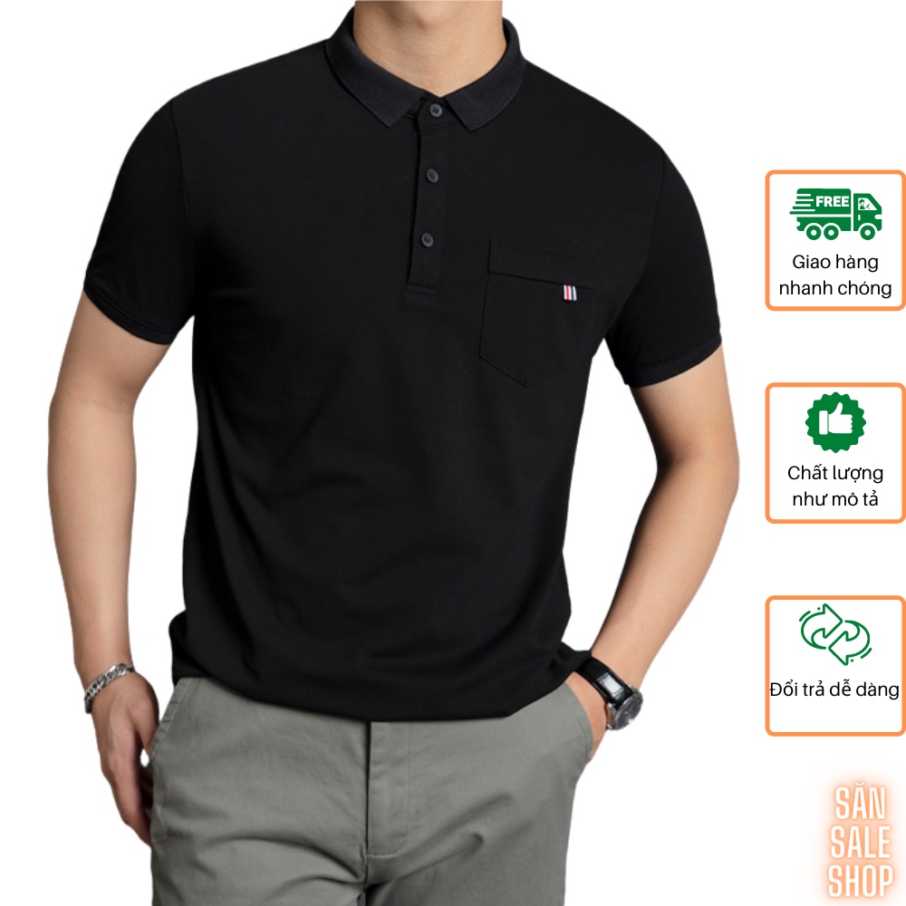 Áo thun Polo nam cổ bẻ vải Cotton CVC trơn hoạ tiết túi ngực dệt 3S x THE SIZE - Xanh rêu | BigBuy360 - bigbuy360.vn