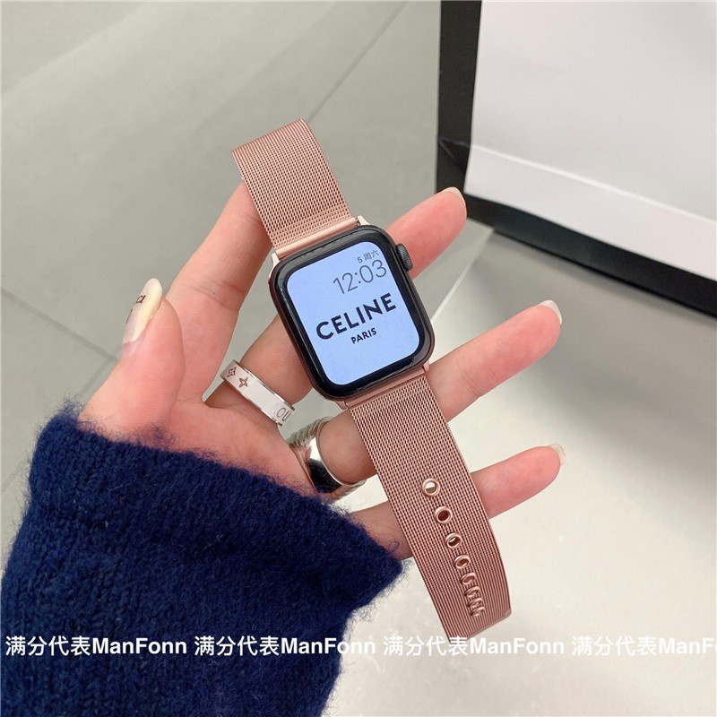 Dây Đeo Milanese Khóa Kim Loại Cho Đồng Hồ Thông Minh Apple Watch 3 4 5 6 Se 38mm40mm 42mm 44mm