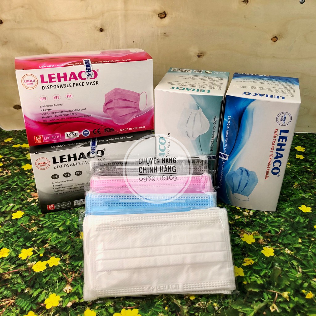 Khẩu Trang Kháng Khuẩn Lehaco 4 lớp 50 cái/ hộp - Khẩu Trang y tế Lehaco Kháng Khuẩn