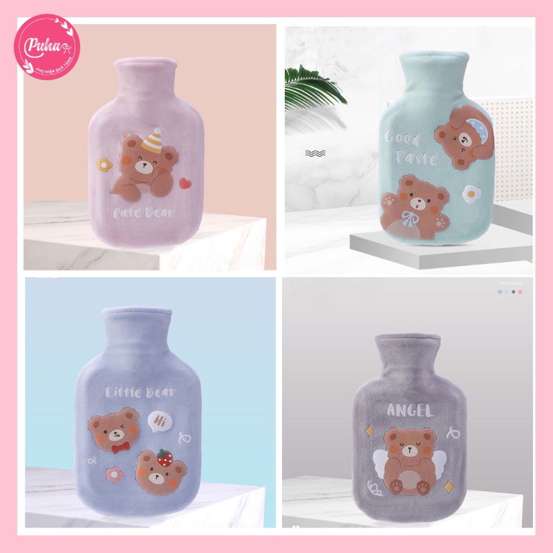 Túi chườm nóng lạnh PUHA 350ml, chườm ấm nóng giảm đau bụng kinh cho nữ, túi sưởi ấm giữ nhiệt đa năng