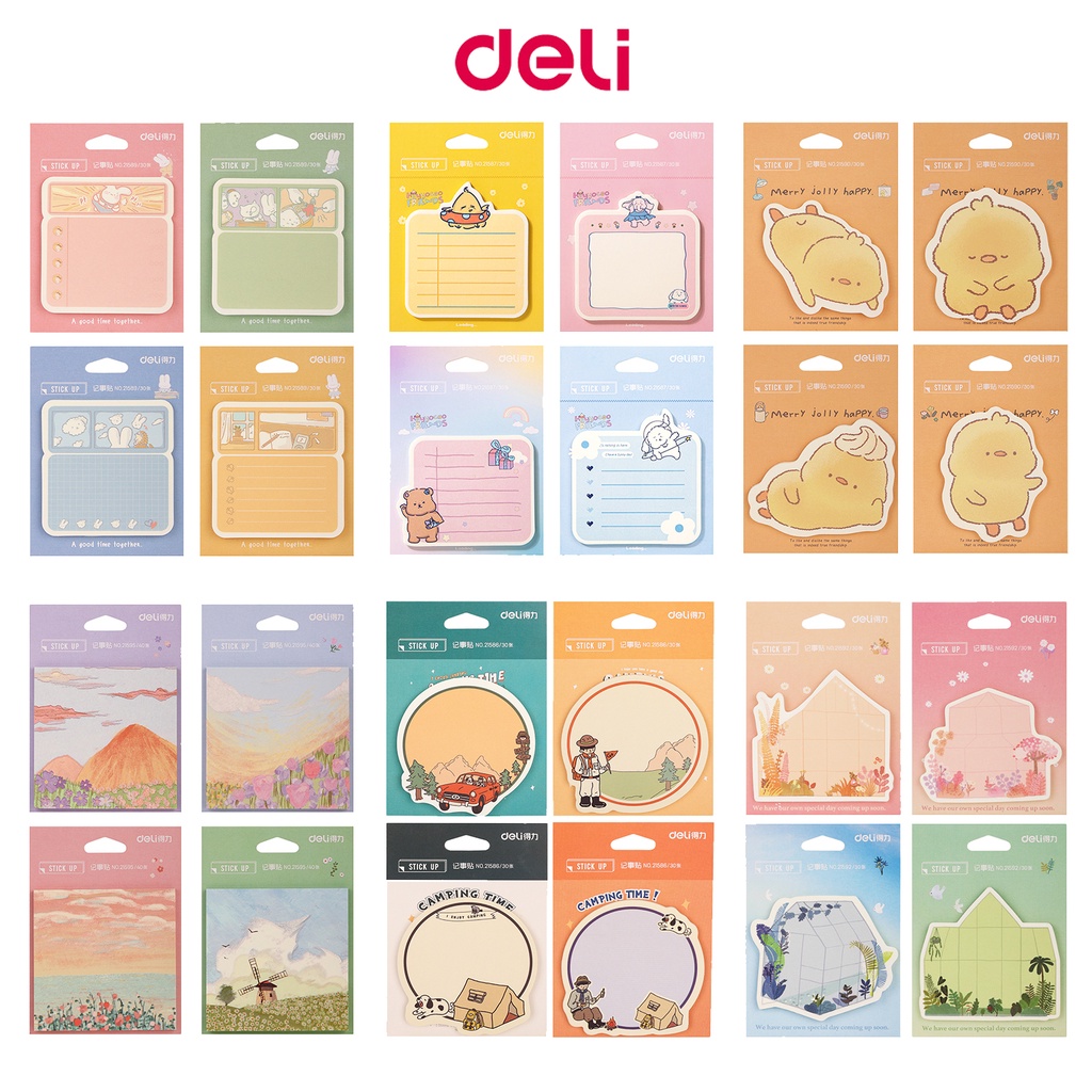 Set 30 Tờ Giấy Ghi Chú Họa Tiết Hoạt Hình Nhiều Màu Dễ Thương