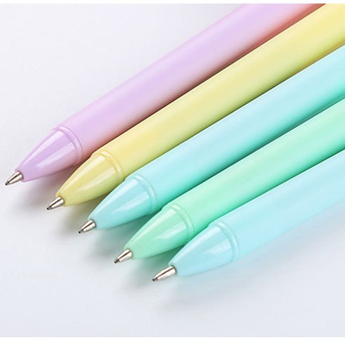 Combo bút bi bấm và ngòi nhiều màu macaron dễ thương 0.5mm MỰC ĐEN B12 RB11