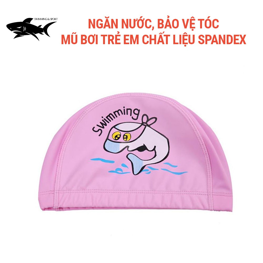 Mũ bơi cho bé nam nữ siêu ngộ nghĩnh, mũ bơi trẻ em chất liệu mềm mại an toàn 1179 SHARK Sport