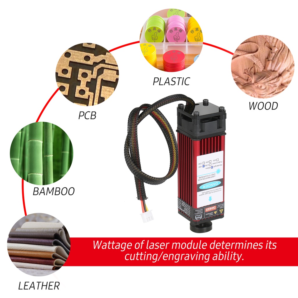 Mô Đun laser 5.5w 10 / 20 / 30 / 40w 450nm Chuyên Dụng Cho Máy Khắc Gỗ / Kim Loại / acrylic