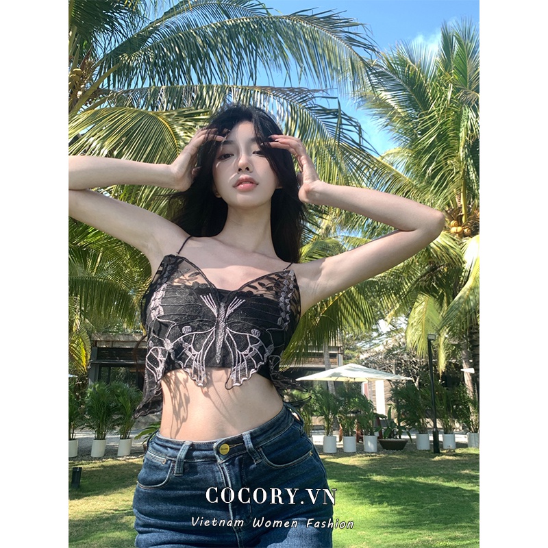 Cocory vn Set Áo hai dây Đính Nơ Phối Chân Váy Da PU Lưng Cao Thời Trang Mùa Hè Quyến Rũ Cho Nữ