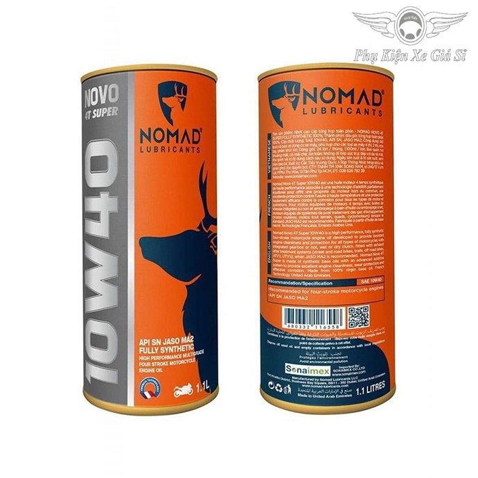 Nhớt Xe Máy Tổng Hợp Toàn Phần Cho Winner, Sonic NOMAD 1.1Lít API SN- JASO MA2 10W40 Nhập Khẩu DUBAI MS3742