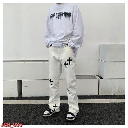 Quần Baggy Jean Nam IN THÁNH GIÁ Ống Rộng, Quần Jean Nam Ống Rộng Đẹp Cao Cấp - Hàng nhập khẩu