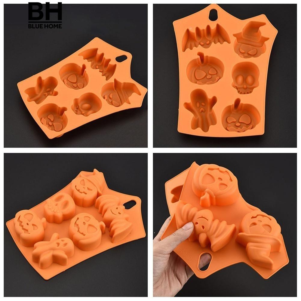 Khuôn Làm Bánh / Sô Cô La 6 Ô Bằng Silicone Phong Cách Halloween