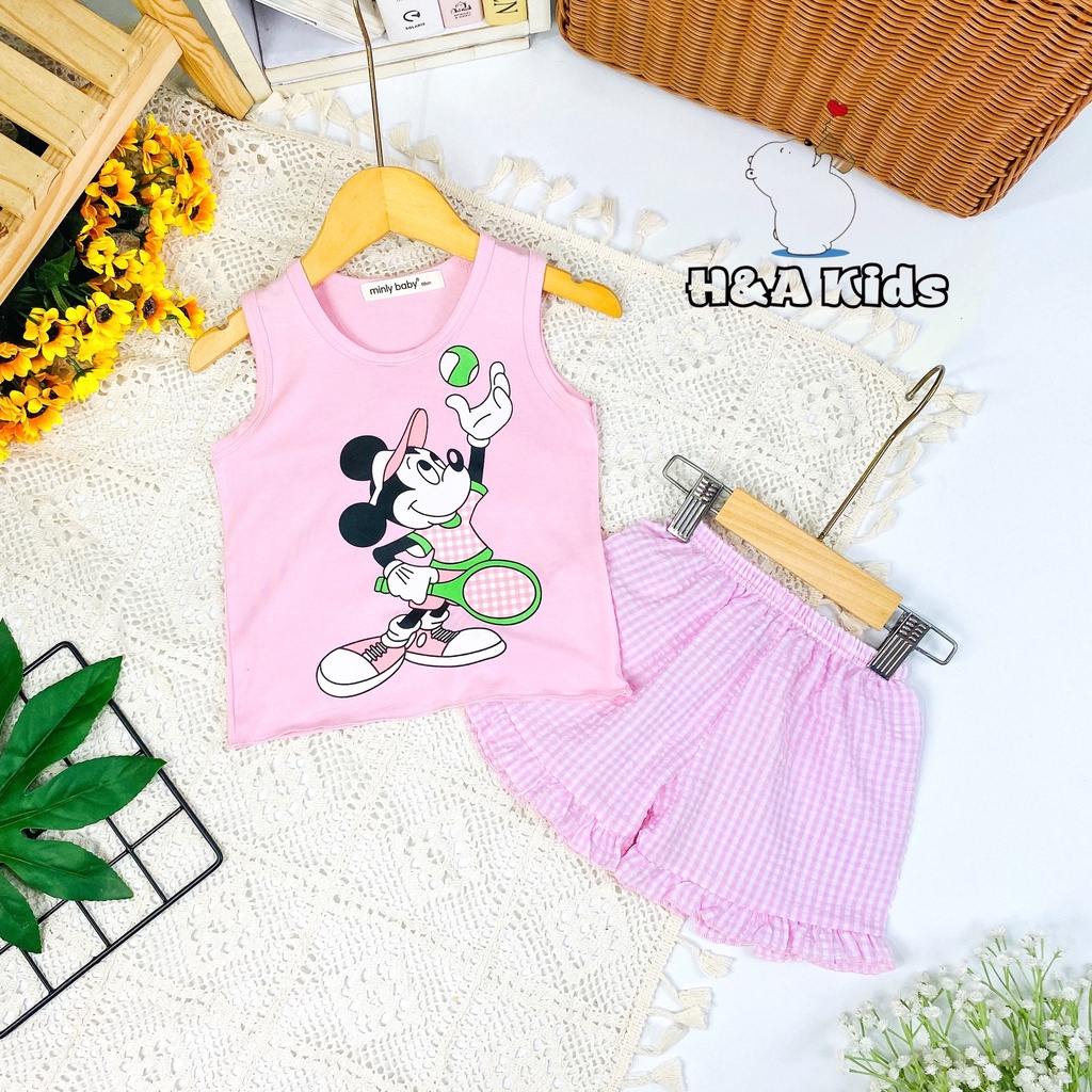 Bộ Ba Lỗ Sát Nách Thun Lạnh In Áo Quần Caro Cho Bé Trai, Gái Từ 8-19kg