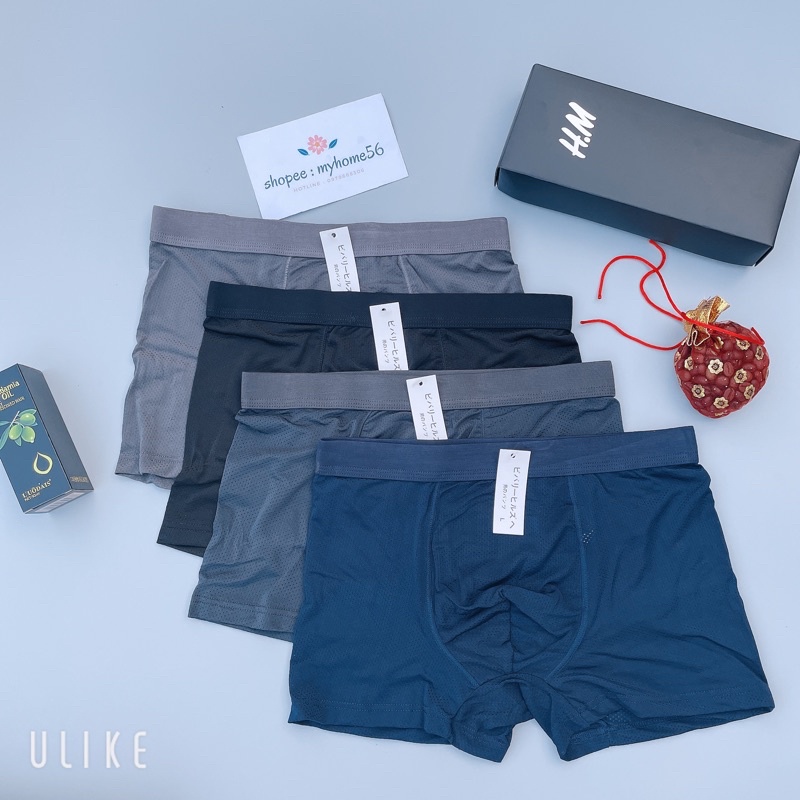 [Hộp 4 cái] quần sịp đùi thông hơi vải cotton lạnh siêu mát 402