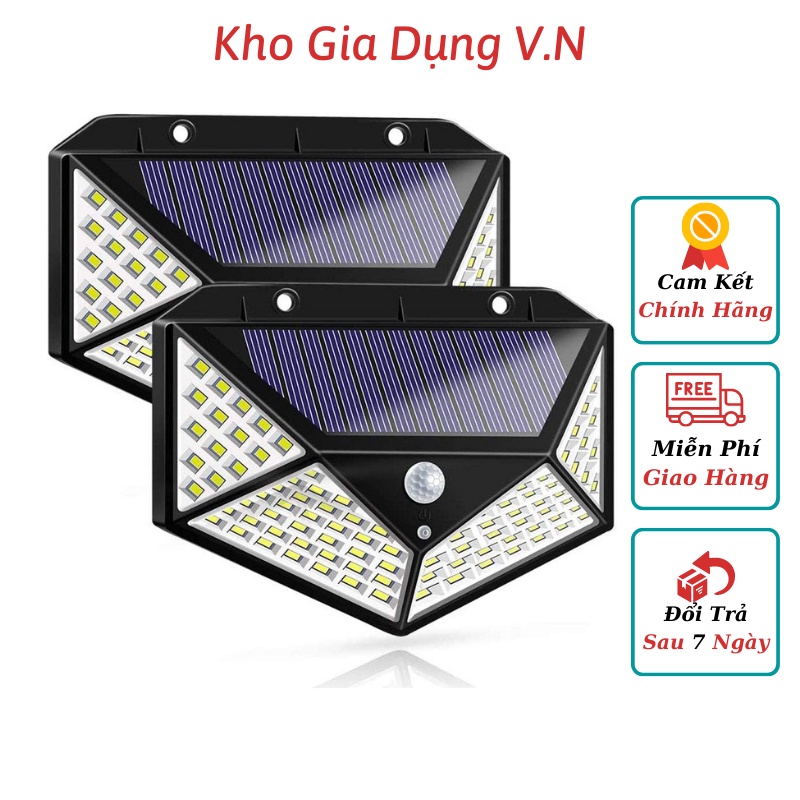 Đèn năng lượng mặt trời Solar 100LED siêu sáng không thấm nước, Cảm Biến Chuyển Động, 3 CHẾ ĐỘ SÁNG - WONTER