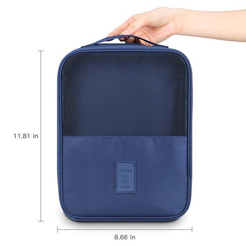 Túi Đựng Giày Dép Hai Lớp Bằng Nylon Chống Nước Có 3 Cặp Khóa Kéo Dùng Khi Đi Du Lịch