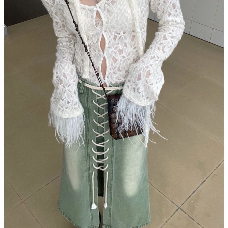 Chân Váy Denim Lưng Cao Thời Trang Dành Cho Nữ