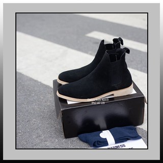 [ Hàng Cao Cấp ] Chelsea Boots Da Lộn Đen Đế Sữa
