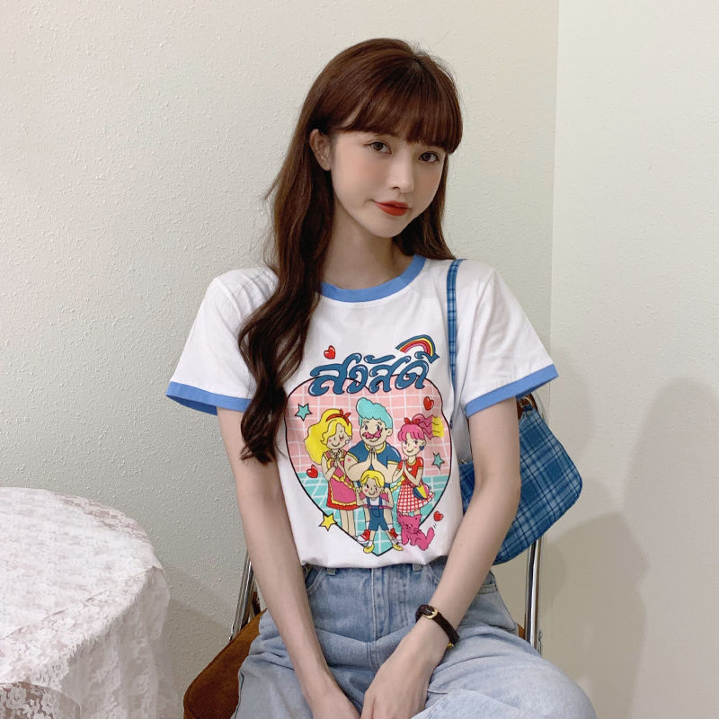 Áo Phông Nữ Summer New T-shirt Loose Lovely Student Sweet Childlike Short Sleeve T-shirt Blouse