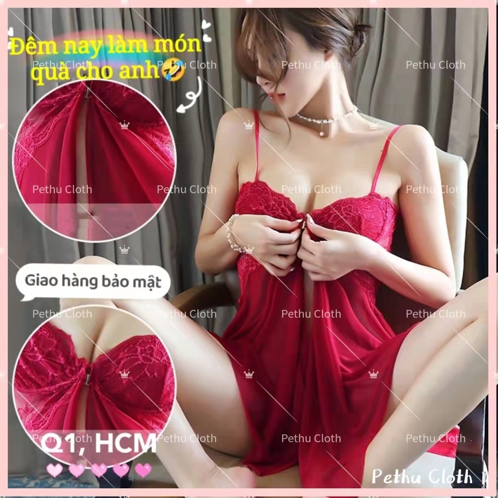 （Q1,HCM) có quần lót Váy ngủ 2 dây sexy Đầm ngủ satin hở lưng quyến rũ 40-65kg--010