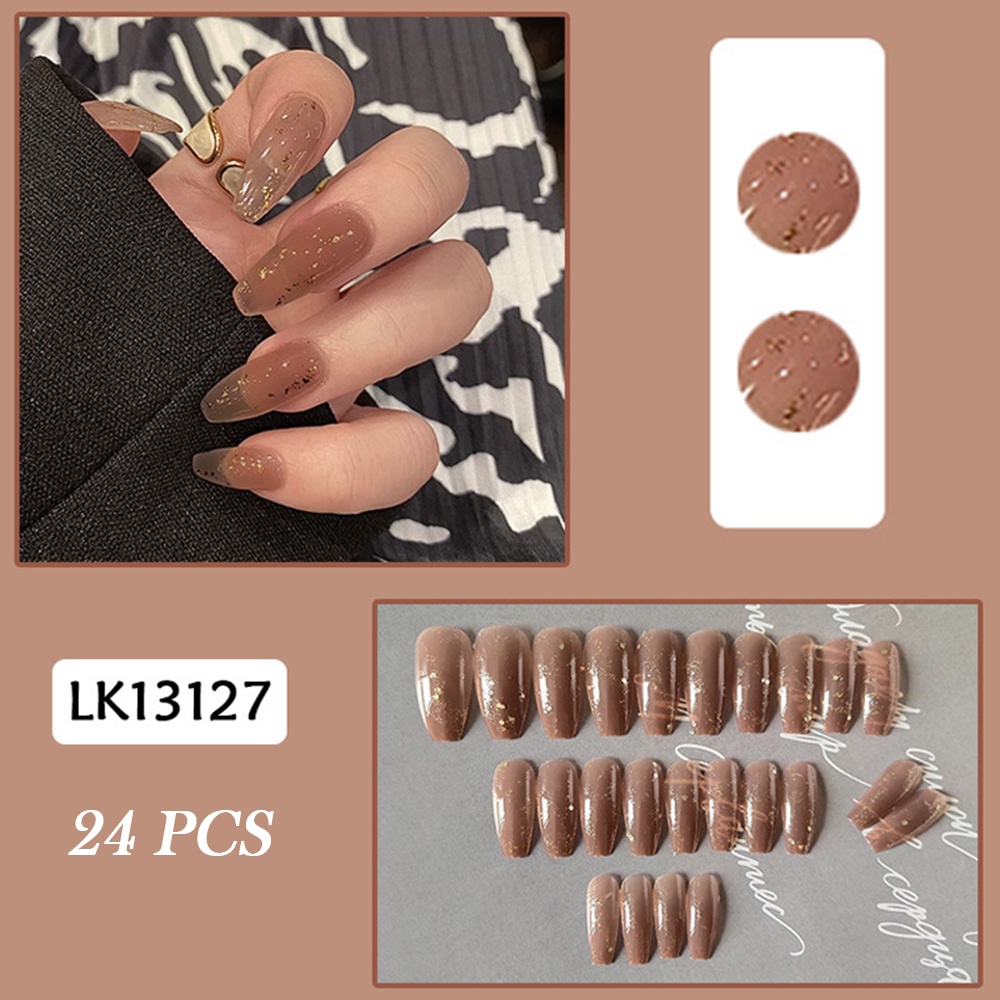 Set 24 Móng Tay Giả Phong Cách Retro Trang Trí Cho Nữ