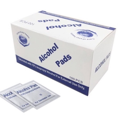 Bông tẩm cồn ALCOHOL PAD , sát khuẩn , sát trùng làm sạch khuyên và các dụng cụ