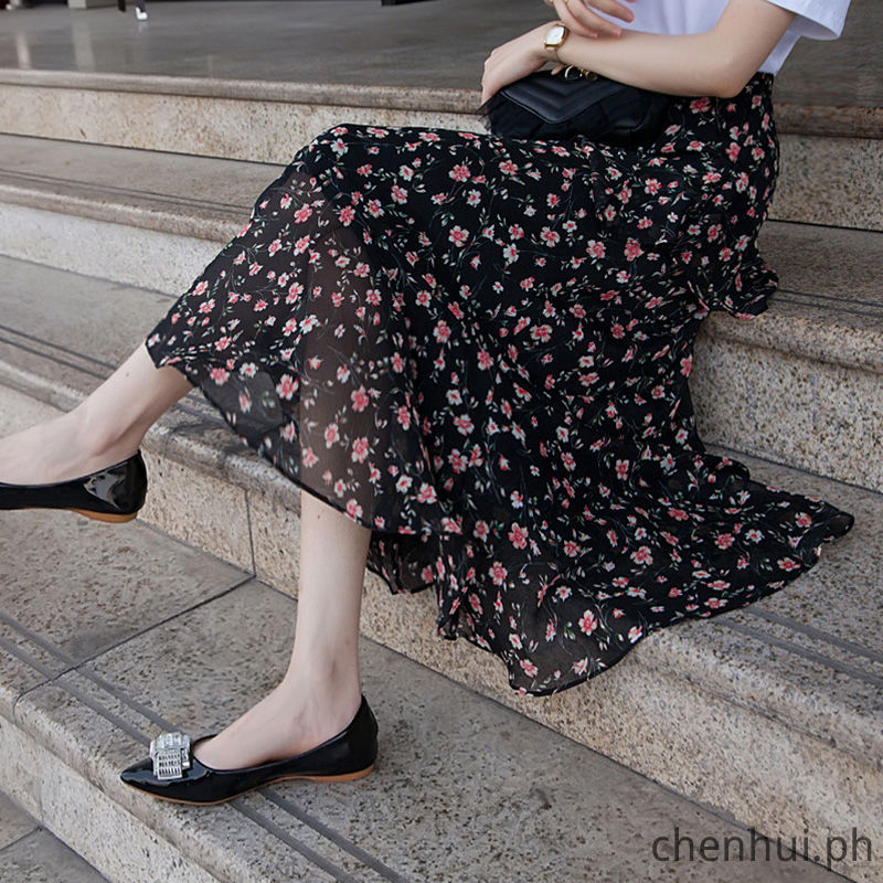 Chân váy maxi vải voan lưng cao thiết kế độc đáo thời trang xuân hè mới cho nữ