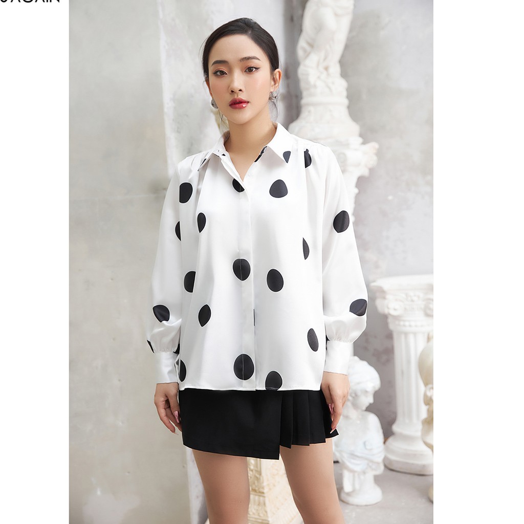 Áo sơ mi Lụa nữ 92WEAR 3 MÀU, đủ size, nhún vai phù hợp công sở ASA1323