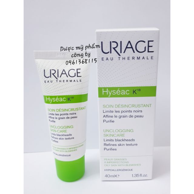 Kem hỗ trợ trị mụn, giảm nhờn cho da dầu, da mụn Hyséac K18 40ml - Uriage