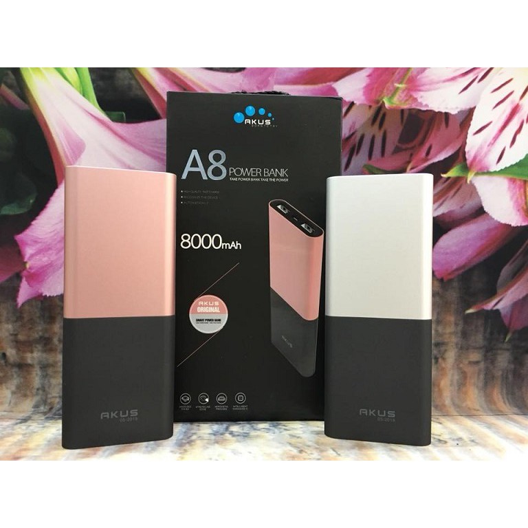 Pin sạc dự phòng AKUS A8 12000mAh (đen hồng)