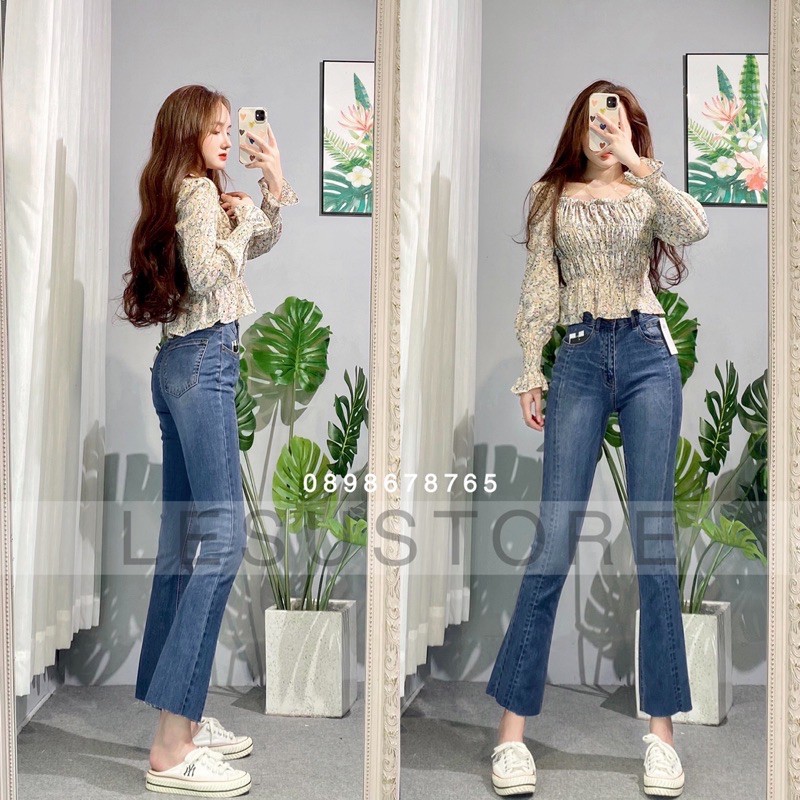 ẢNH TỰ CHỤP Quần jeans loe lai cắt 86cm