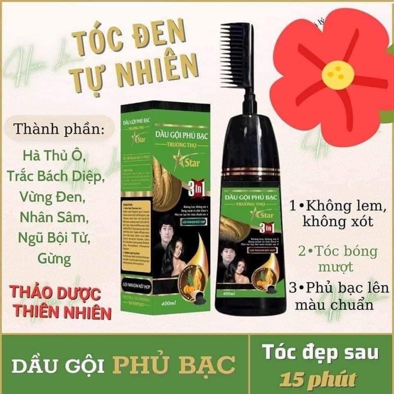 [ Tặng 5 gói dầu gội ] Dầu gội phủ bạc đen/nâu Trường Thọ/ DẠ_THẢO LIÊN lọ to 400ml