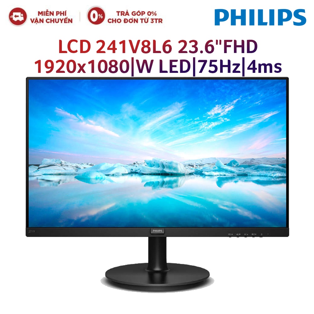 Màn hình máy tính LCD PHILIPS 241V8L6 23.6"FHD 1920x1080|W LED|75Hz|4ms
