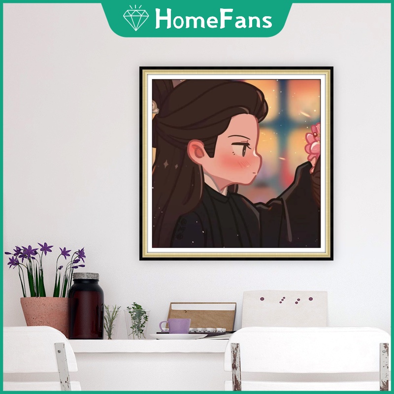 Bộ Tranh Đính Đá 5D Tự Làm 30x30cm / 40x40cm / 50x50cm Hình Cô Tiên / Ác Quỷ Dễ Thương Trang Trí Nhà Cửa
