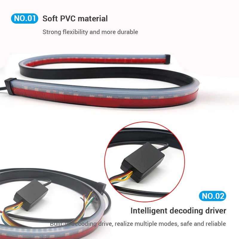 Đèn LED cảnh báo tín hiệu rẽ SEAMETAL 90cm 12V nhấp nháy chống thấm nước tiện dụng cho xe hơi